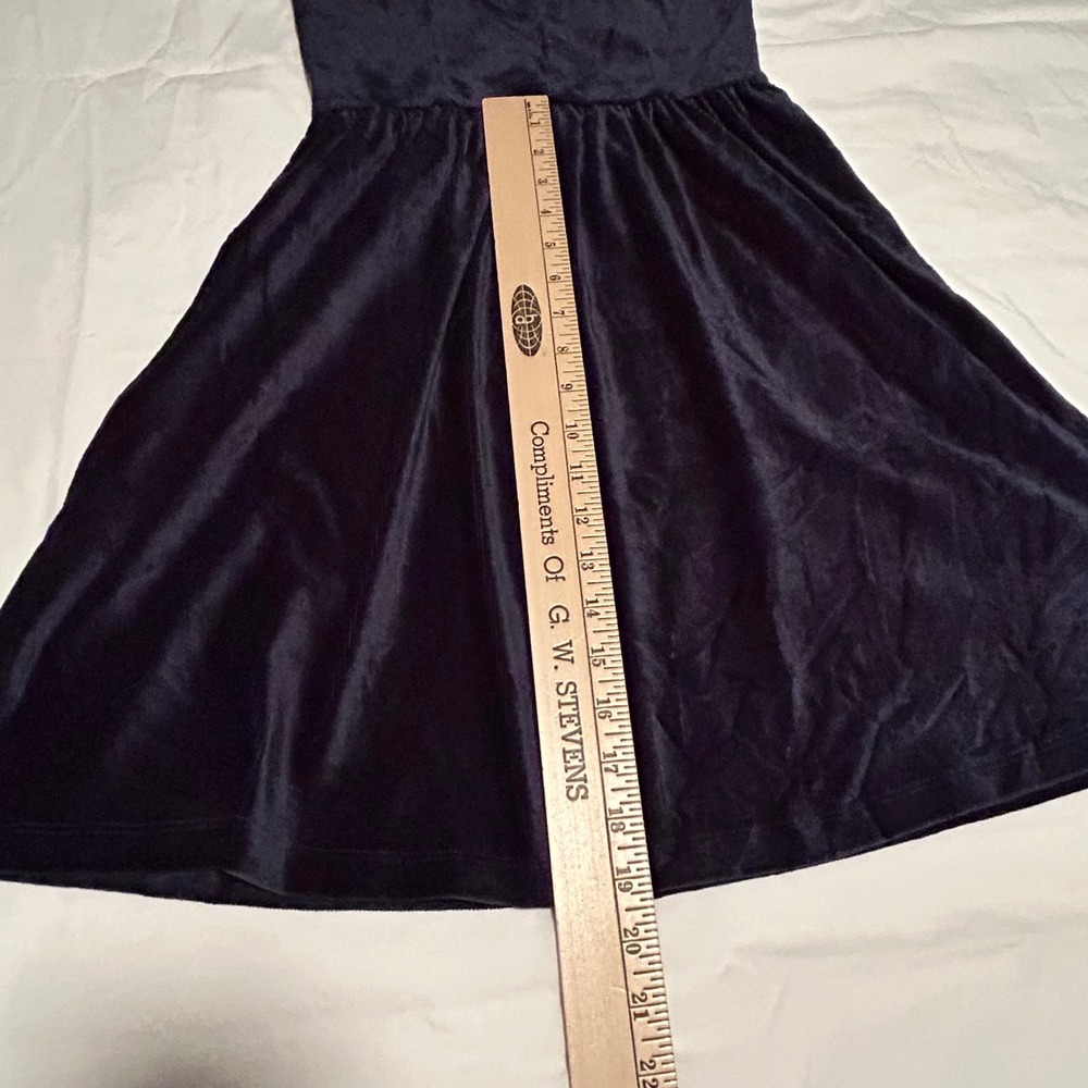 Good‎ Luck Gem Blue Velvet Dress Sleeveless V Neck Mini Womens size S - Picture 13 of 13